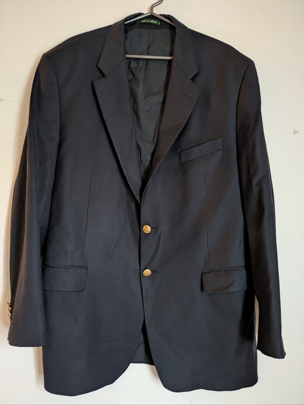 Lauren Ralph Lauren Pure New Wool Blazer Sport Coat 48L Blk Gold Buttons Canada